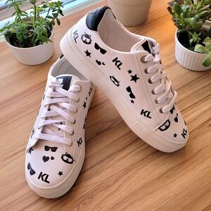 Karl Langerfeld Paris Cate Choupette White Sneakers Size 7.5